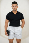Pantalones Cortos Sastre con Hebilla Lateral - Gris