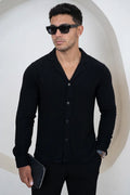 Camisa de Lino de Manga Larga Estilo Resort - Negra
