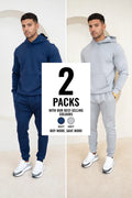 Conjunto de Sudadera con Capucha y Pantalón de Chándal Essential Scuba - 2 Colores (Azul Marino y Gris) - Pack de 2