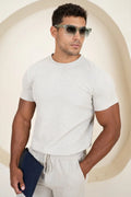 Waffle Knit Slim Fit T-Shirt - Gris