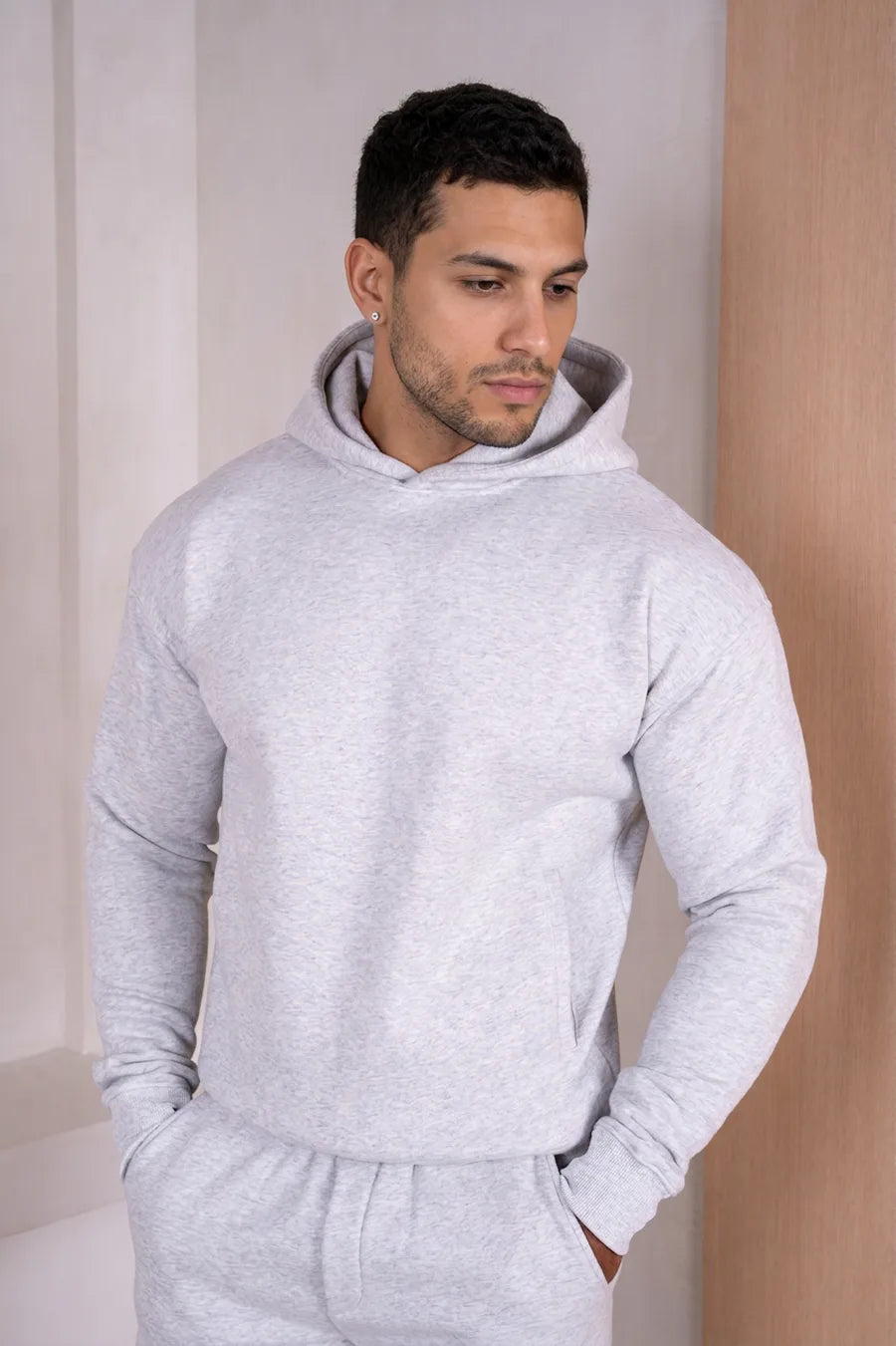 Sudadera con Capucha Core - Gris Jaspeado