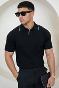 Polo Slim Fit Contraste - Negro