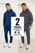 Conjunto de Sudadera con Capucha y Pantalón de Chándal Essential Scuba - 2 Colores (Carbón y Azul Marino) - Pack de 2