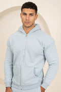 Sudadera con cremallera Premium Luxe – Azul empolvado