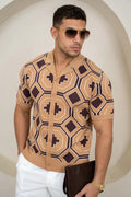 Camisa de punto abotonada Aztec - Marrón