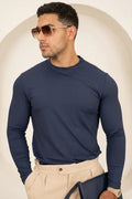 Camiseta Mercerizada Luxe de Manga Larga - Azul Marino