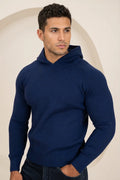 Sudadera con Capucha de Punto Slim Fit - Azul Marino