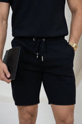 Pantalones Cortos de Scuba Cepillado - Negro