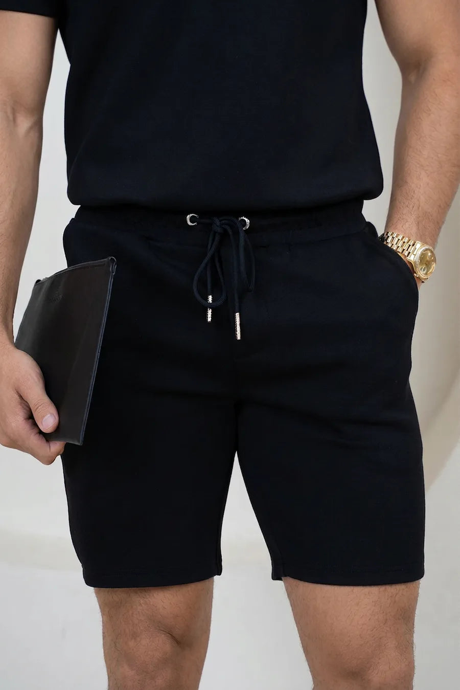 Pantalones Cortos de Scuba Cepillado - Negro