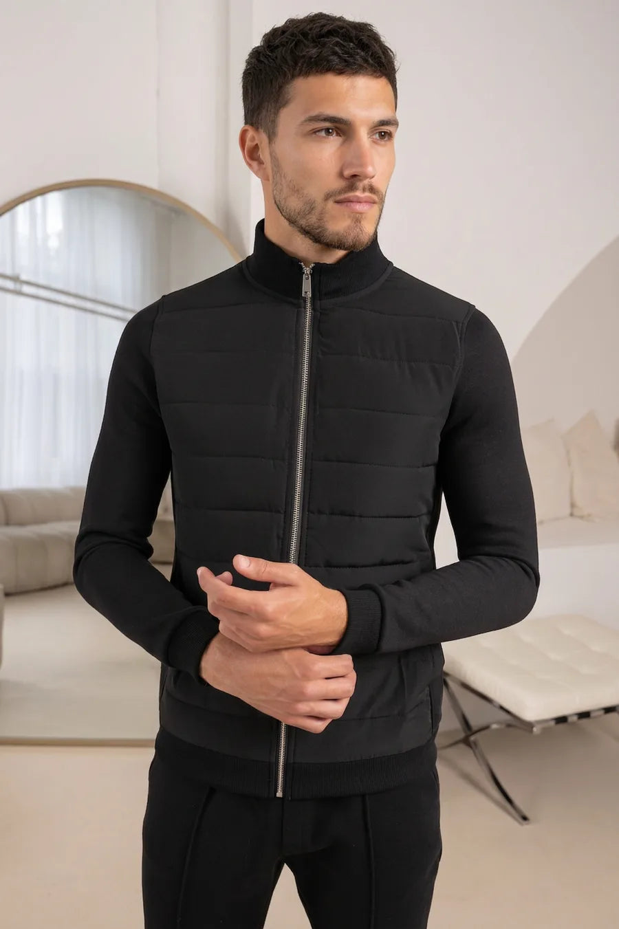 Chaqueta Técnica Híbrida - Negra