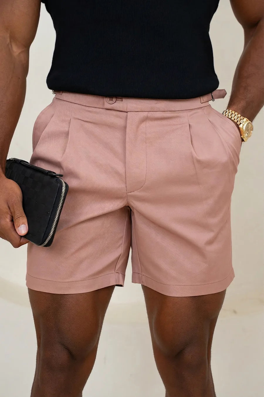 Pantalones Cortos Sastre con Hebilla Lateral - Salmón
