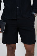 Pantalones cortos de lino - Negro