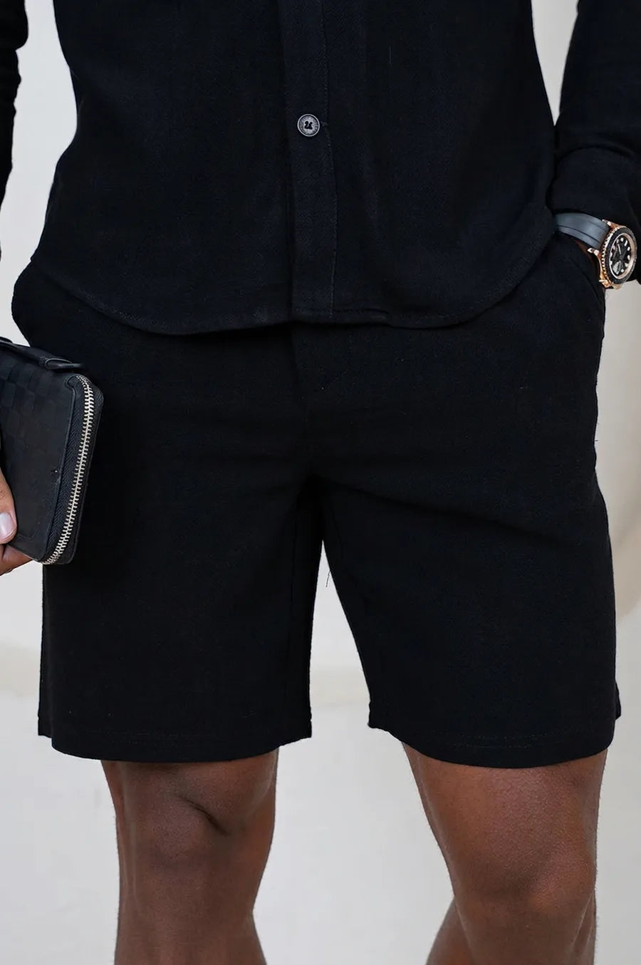 Pantalones cortos de lino - Negro