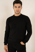 Jersey de Cuello Redondo de Punto Ultrafino - Negro
