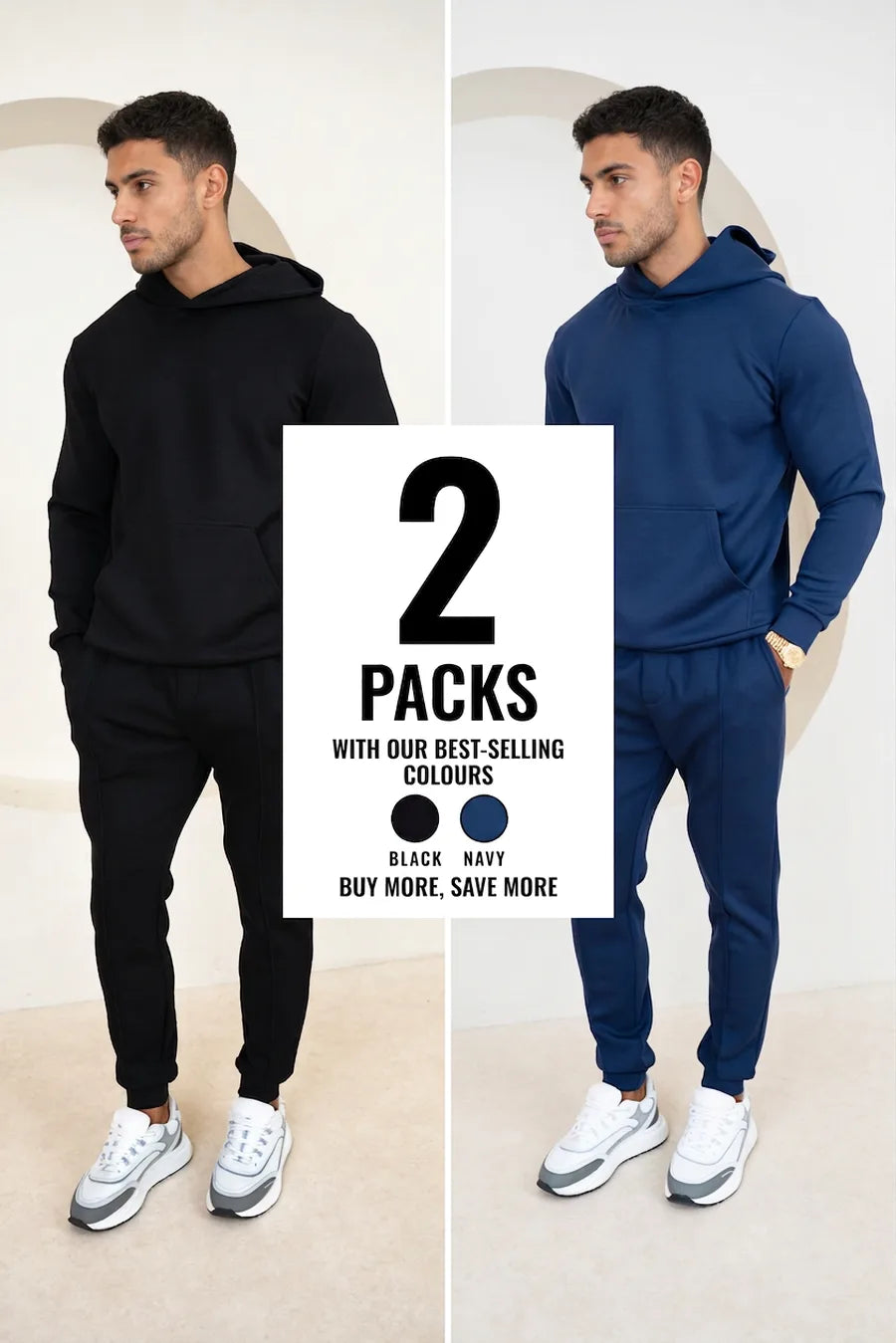 Conjunto Essential Scuba Sudadera con capucha y joggers - 2 Colores (Negro y Azul marino) - Pack de 2