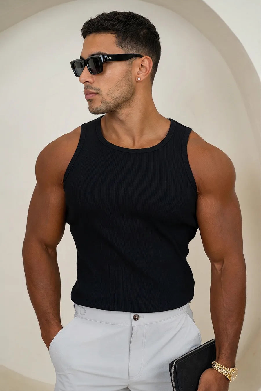 Camiseta de tirantes acanalada Essential - Negra