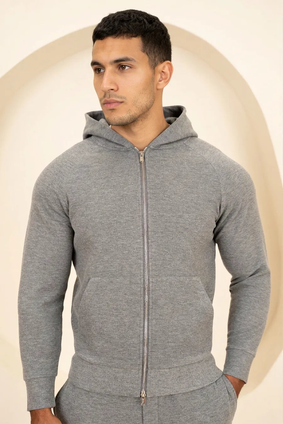 Sudadera con cremallera Scuba Marl - Gris jaspeado