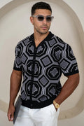 Camisa de punto abotonada Aztec - Negra
