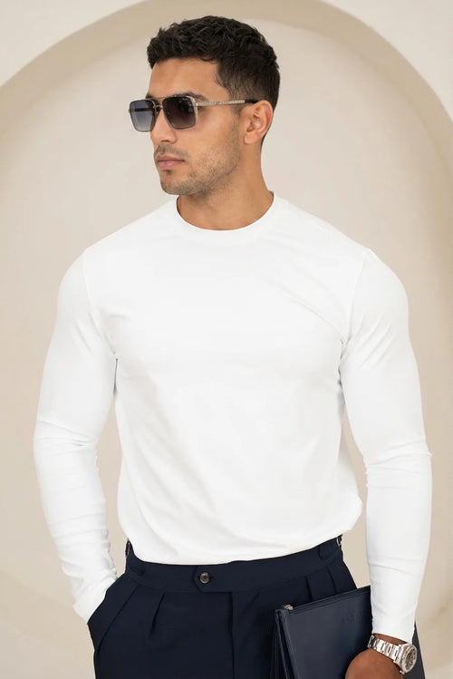 Camiseta de manga larga Mercerised Luxe - Blanco