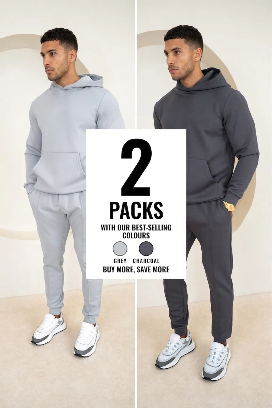 Conjunto Essential Scuba Sudadera con capucha y joggers - 2 Colores (Carbón y Gris) - Pack de 2