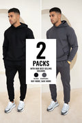 Conjunto Essential Scuba Sudadera con capucha y joggers - 2 Colores (Negro y Carbón) - Pack de 2