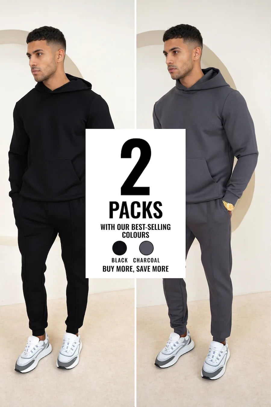 Conjunto Essential Scuba Sudadera con capucha y joggers - 2 Colores (Negro y Carbón) - Pack de 2